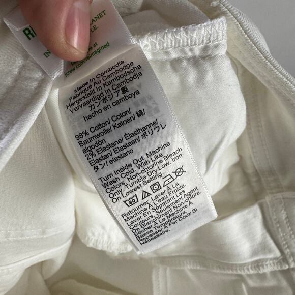 J.Crew Petite Slim Wide Leg Jeans WMNS 24P White Denim Stacked Buttons Stretch - Picture 6 of 7